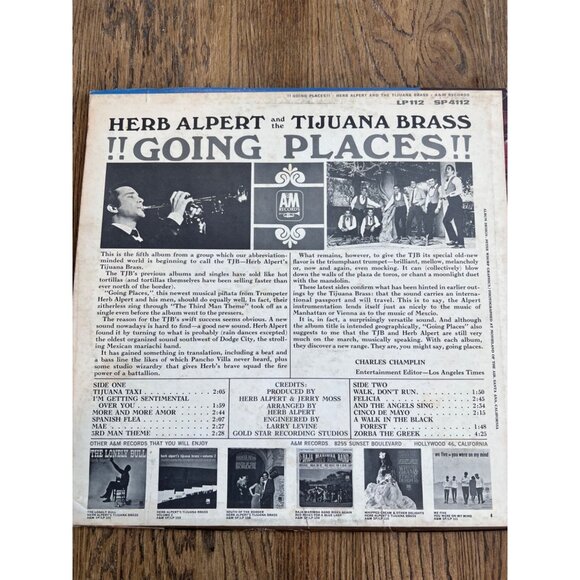 Herb Alpert & The Tijuana Brass "Going Places" Vinyl LP 1965 Vintage Album - Picture 2 of 4